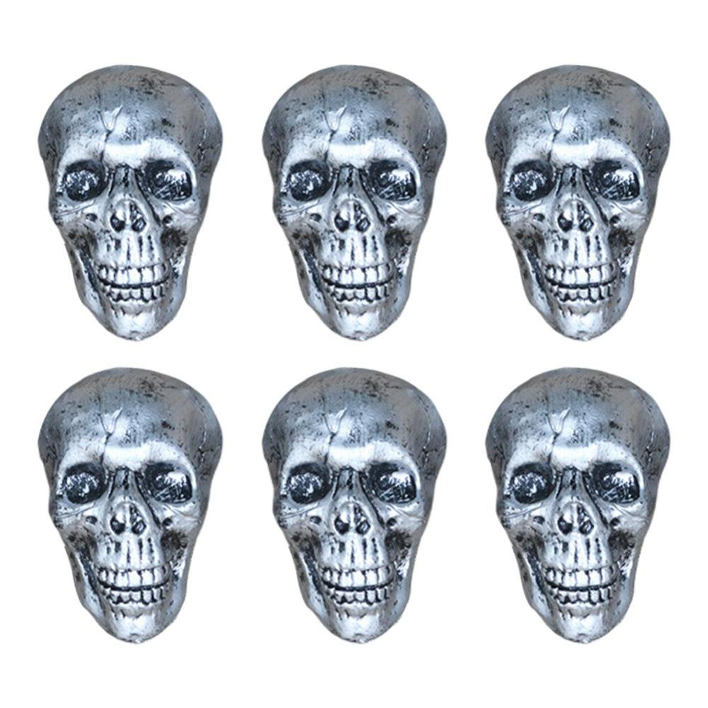 Bag of 6 Silver Plating 3.9" Skull