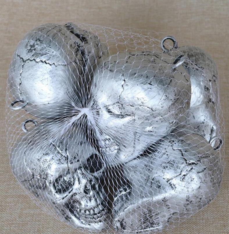 Bag of 6 Silver Plating 3.9" Skull