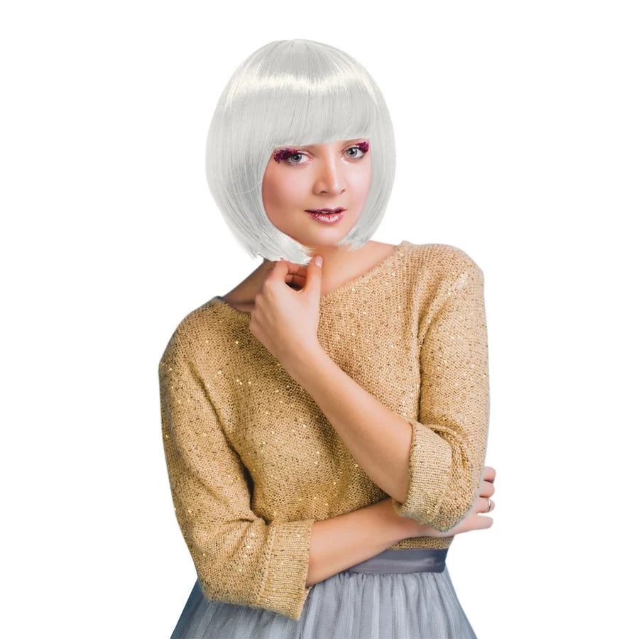 Medium Length Bob Wig -White