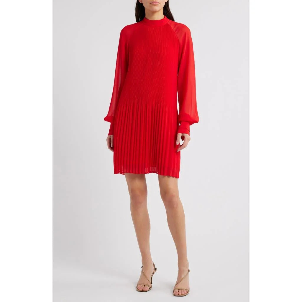 Long Sleeve Shift Dress in Red - Nanette Lepore