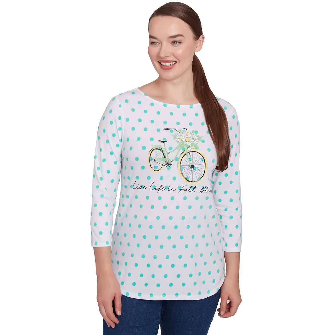 Bicycle In Bloom Polka Dot Tee Julep Multi - Ruby Rd
