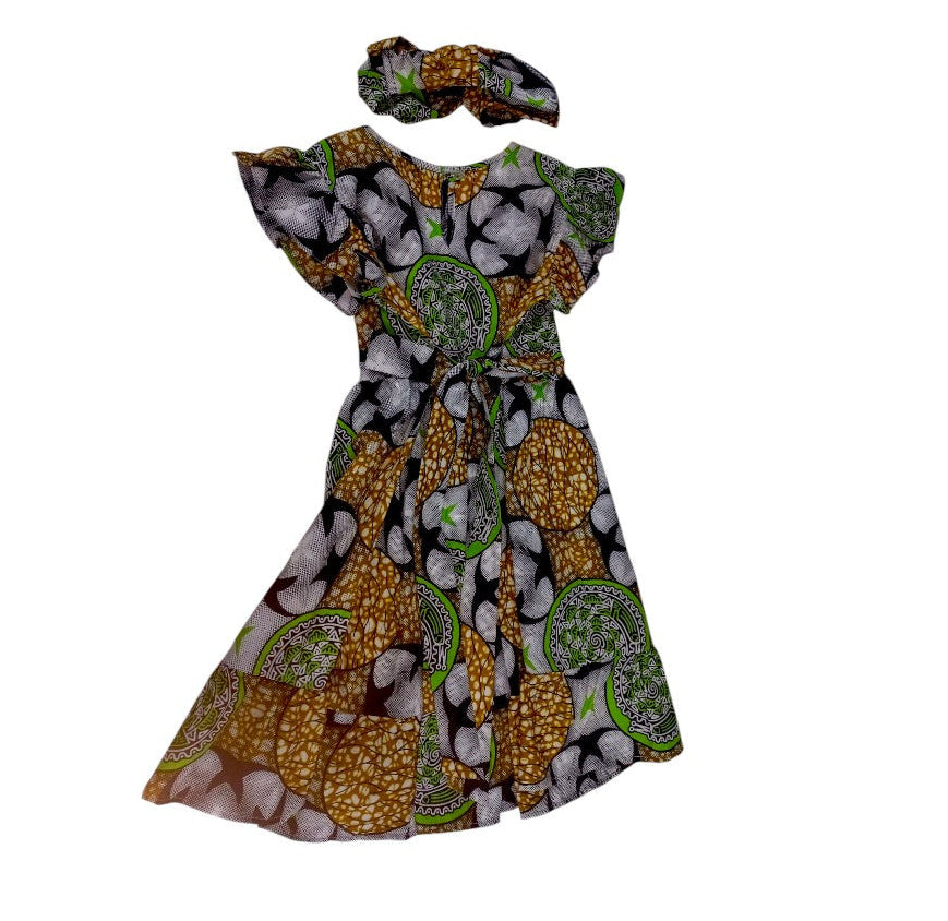 Vestido Niña Negro-Verde-Chocolate ( Etnia Negra)