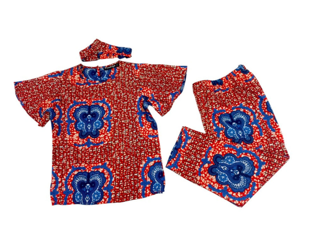 Conjunto Niña Rojo-Azul ( Etnia Negra)