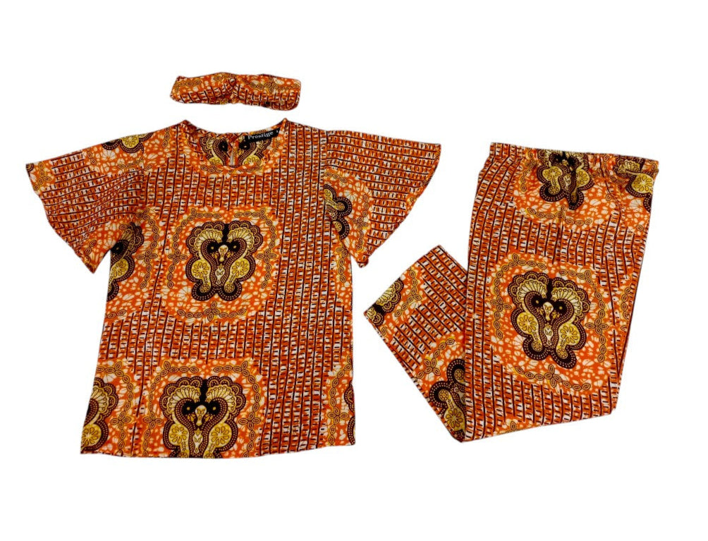 Conjunto Niña Naranja-Amarillo ( Etnia Negra)