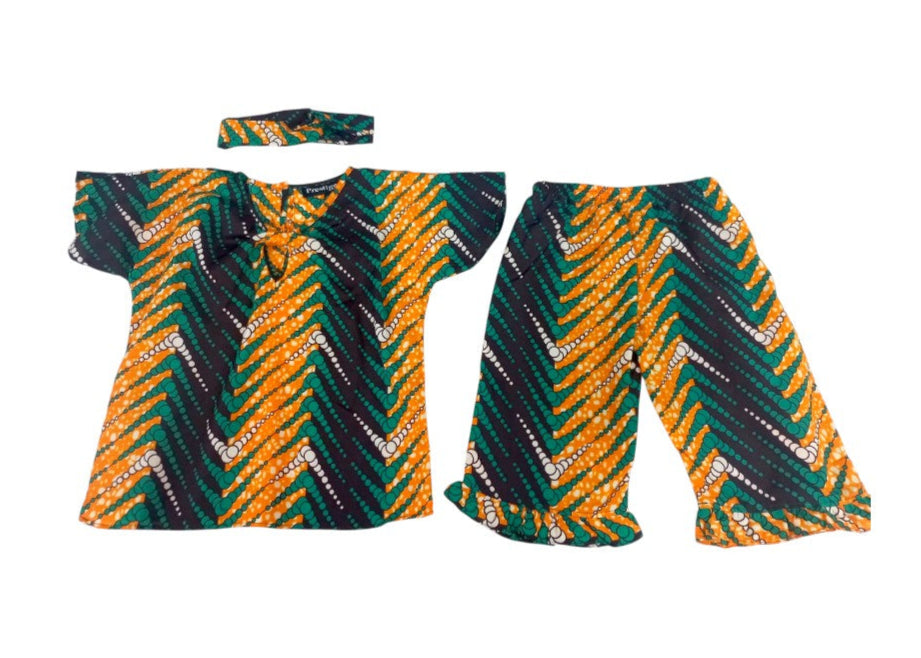 Conjunto Niña Naranja-Verde (Etnia Negra)