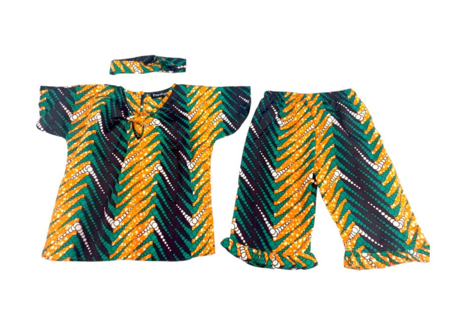 Conjunto Niña Naranja-Verde (Etnia Negra)