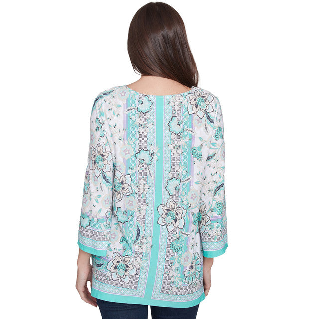 Floral Scarf Placement Crepe Top Julep Multi - Ruby Rd