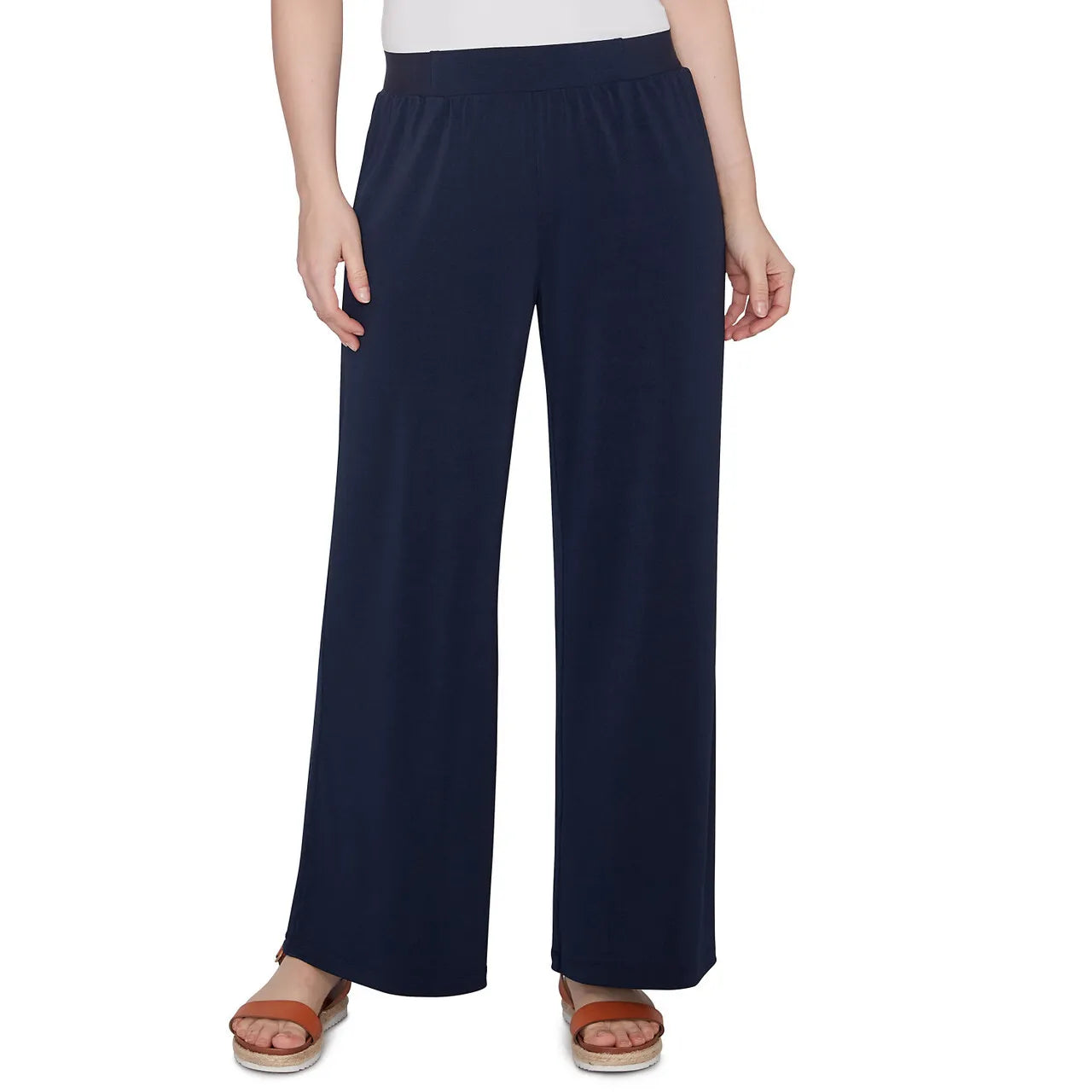 Crepe Stretch Wide Leg Pants Navy- Ruby Rd