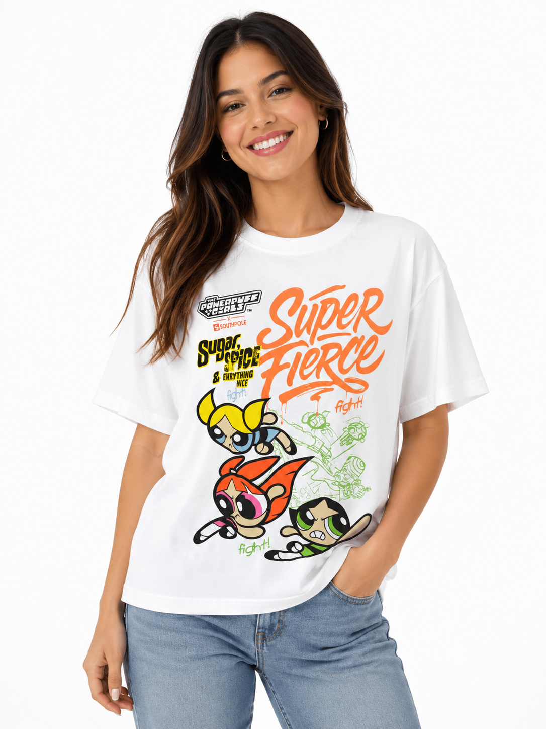 Powderpuff Girl Boyfriend Tee White