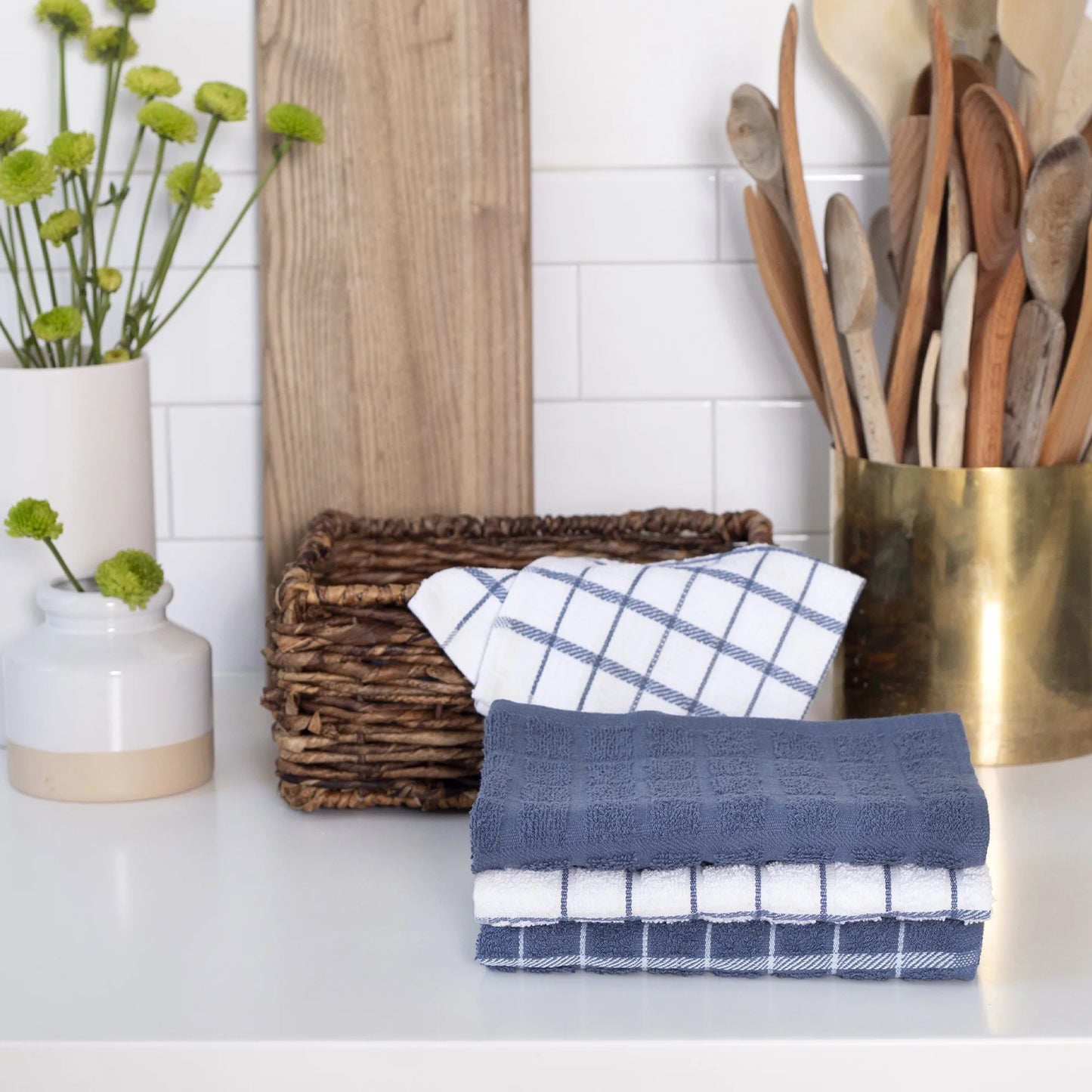 3Pk Terry Kitchen Towel Federal Blue 16 x 25