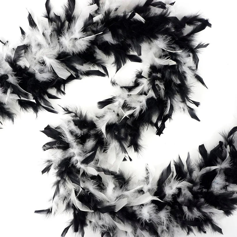 Chandelle Feather Boa - Lightweight - White/Black