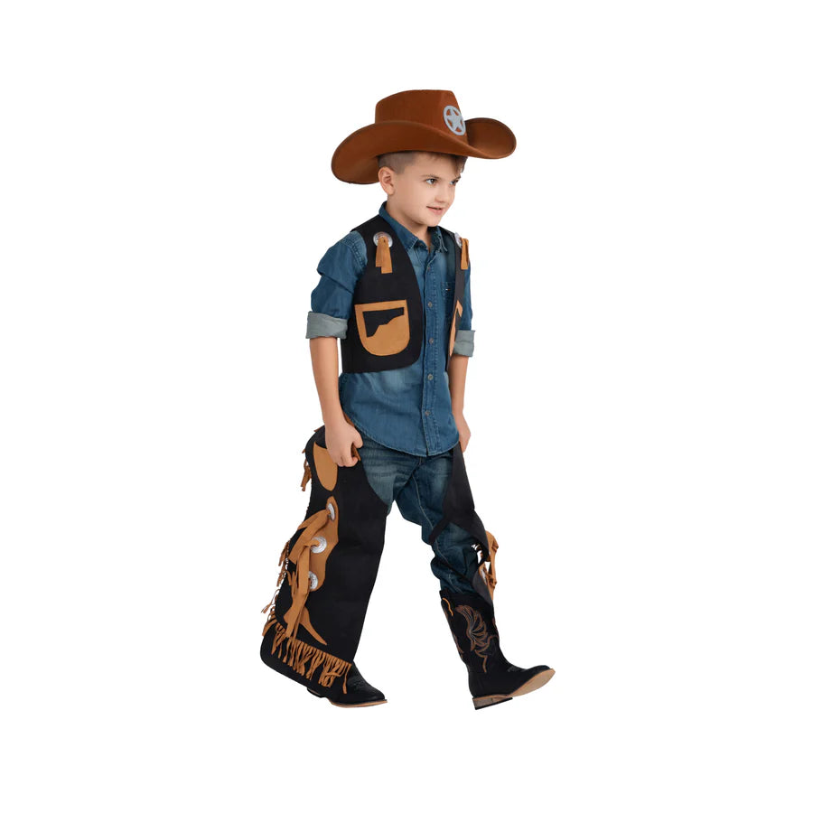 Cowboy Chaps and Vest Black