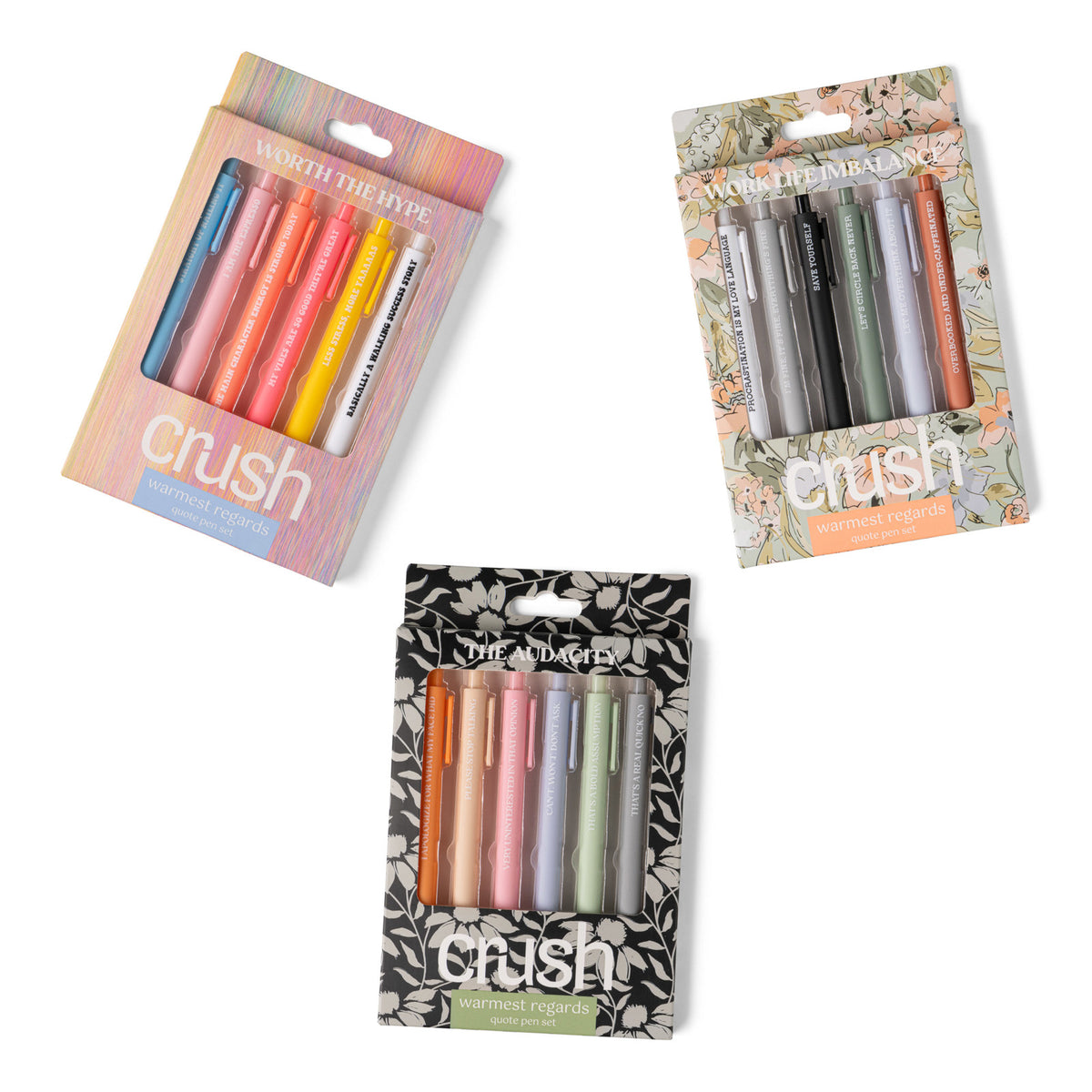 Crush Warmest Regards Quote Pen Set Flowers