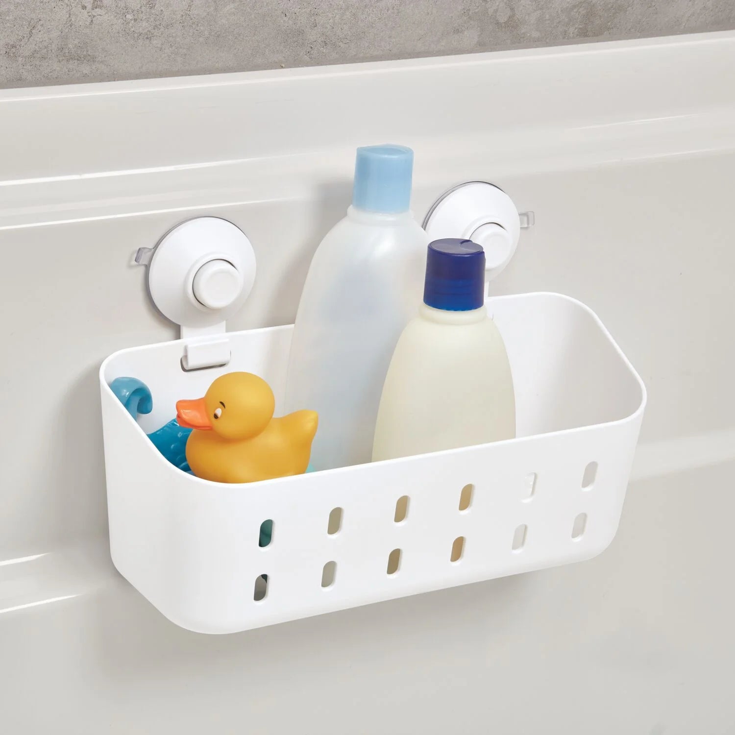 Cade Push Lock Suction Rectangle Basket White