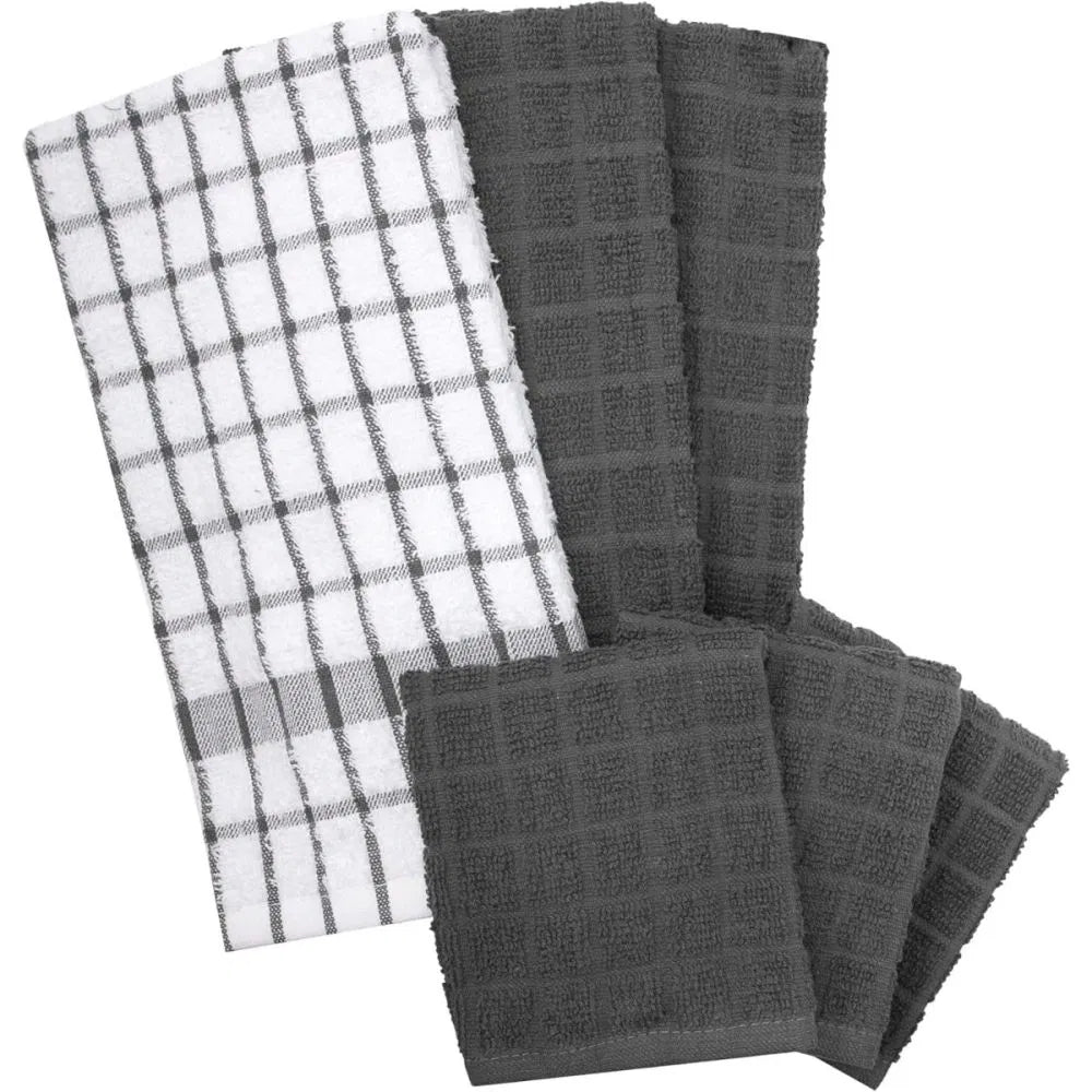 6Pc Kitchen Towel & DC Set Graphite