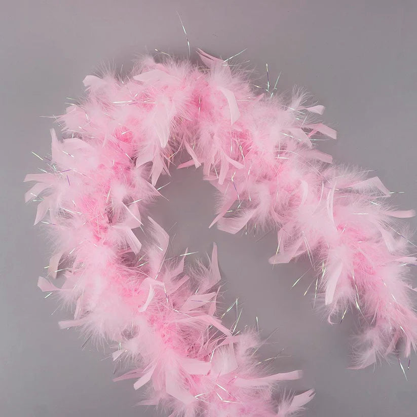 Dress Up Feather Boa for Little Girls - Candy Pink/Opal Lurex