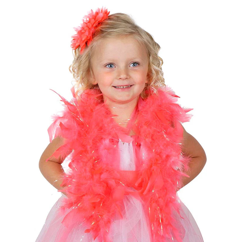 Dress Up Feather Boa for Little Girls - Coral/Opal Lurex