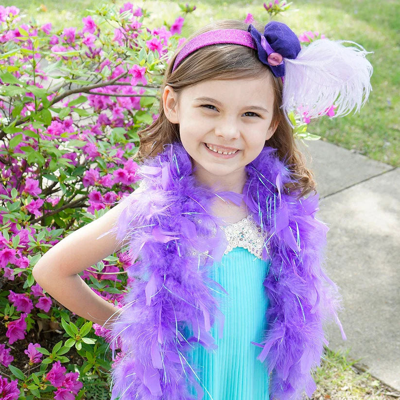 Dress Up Feather Boa for Little Girls - Lavender/Opal Lurex