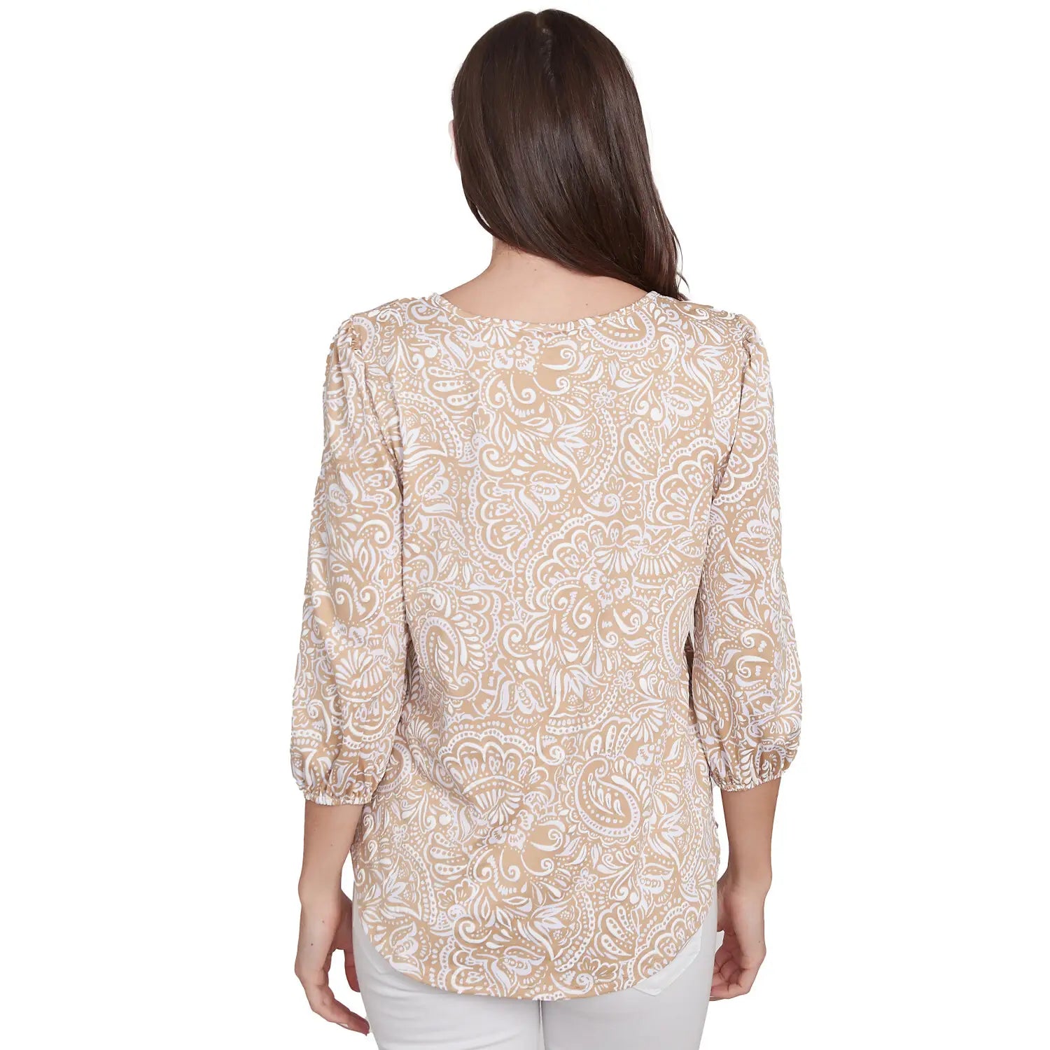 Mixed Pattern Puff Print Top Bamboo Multi - Ruby Rd
