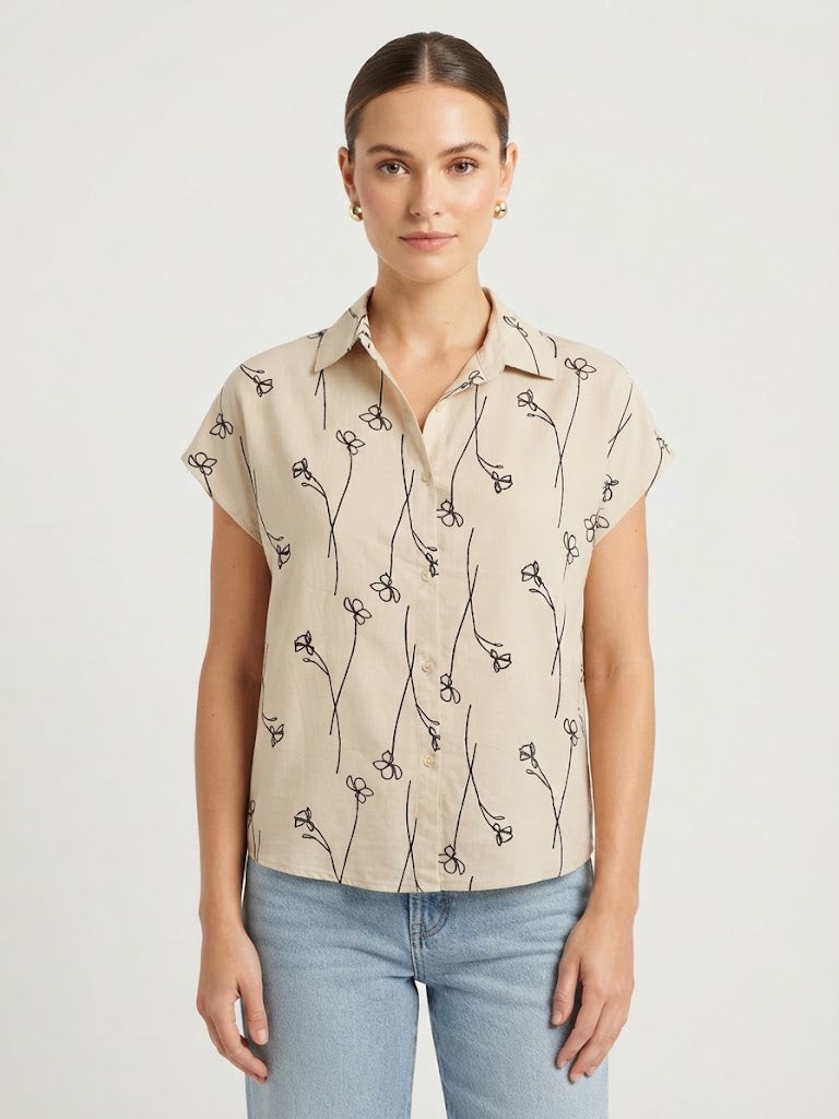 Khaki Button Dow Camp Shirt