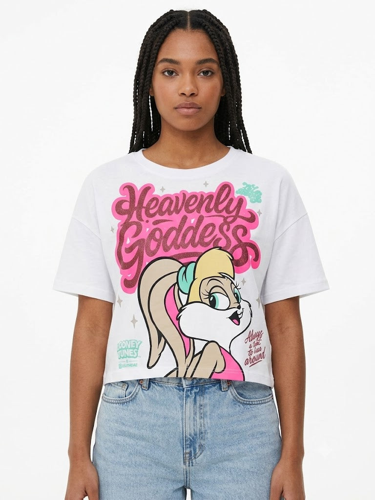 Lola Bunny Boxy Crop Tee White