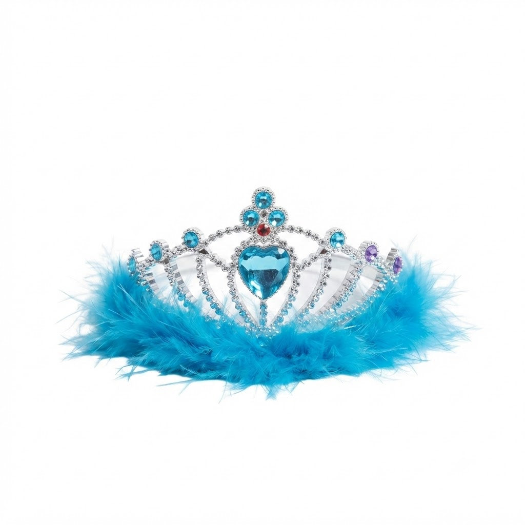 Marabou Tiara with Feather Trim Turquoise