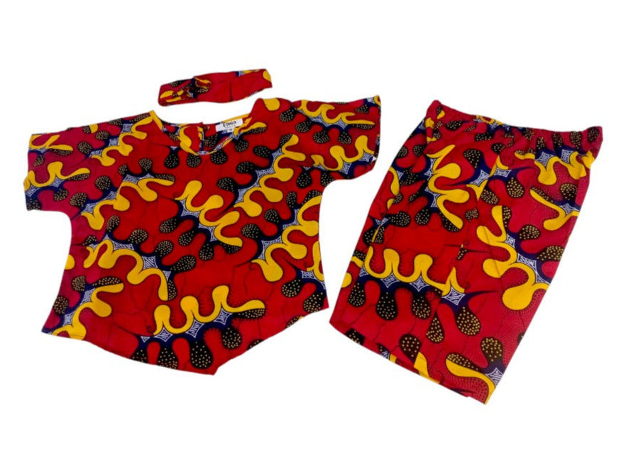 Conjunto Niña Rojo-Amarillo (Etnia Negra)