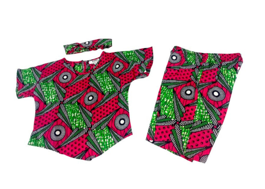 Conjunto Niña Verde-Fucsia (Etnia Negra)