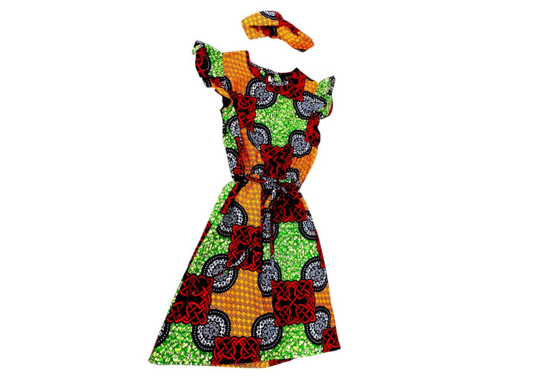 Vestido Rojo-Verde-Naranja (Etnia Negra)