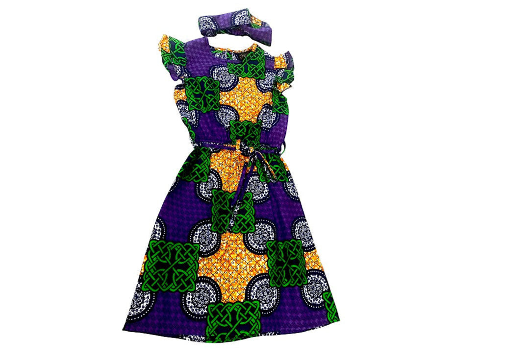 Vestido Morado-Naranja-Verde (Etnia Negra)