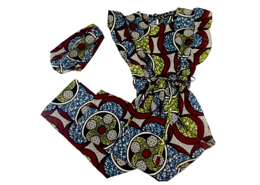 Jumpsuit Niña Chocolate-Verde-Azul (Etnia Negra)