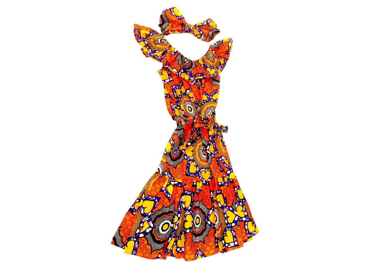Vestido Naranja-Amarillo-Morado (Etnia Negra)