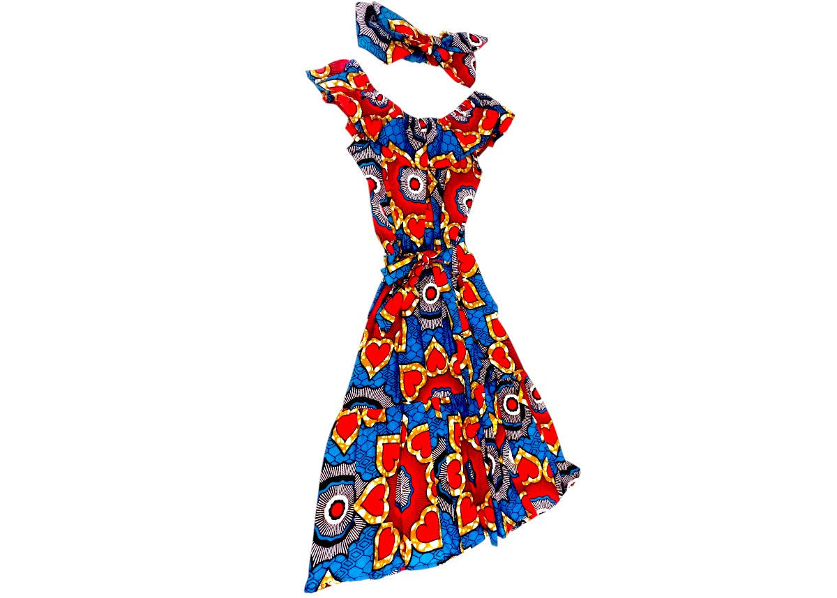 Vestido Azul-Rojo (Etnia Negra)