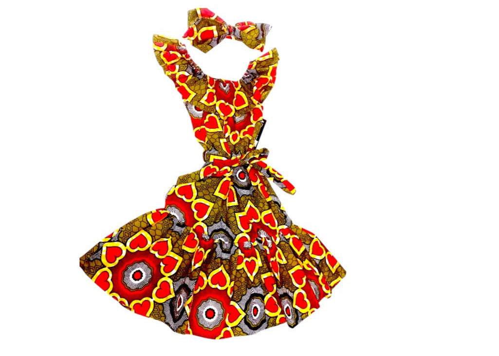 Vestido Verde Oliva-Rojo (Etnia Negra)