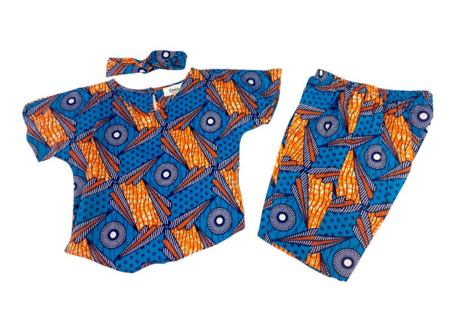 Conjunto Niña Azul-Naranja (Etnia Negra)