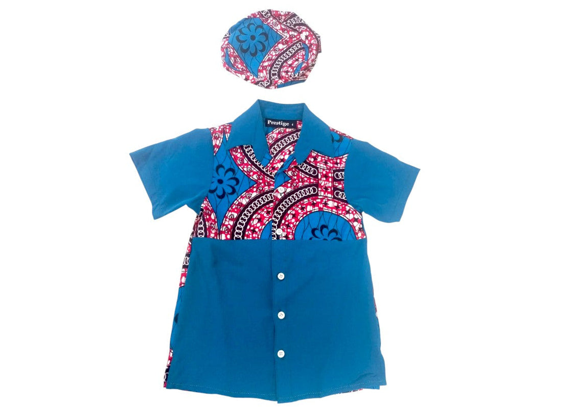 Camisa Niño Azul -Estampado (Etnia Negra)