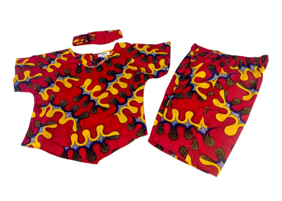 Conjunto Niña Rojo-Amarillo (Etnia Negra)