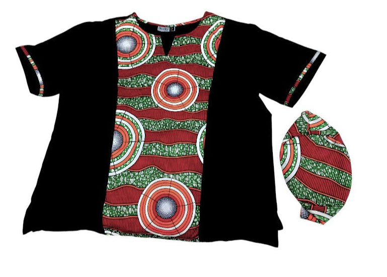 Camisa y Kufi Caballero Negro-Estampado (Etnia Negra)