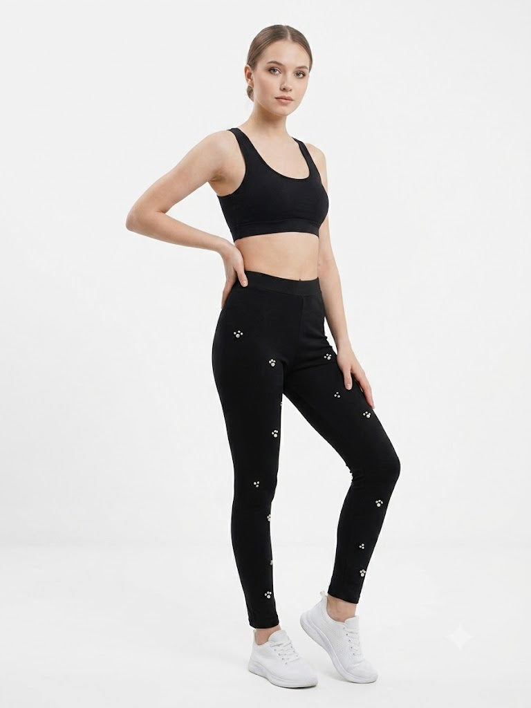 Poly / Span Lady's Knit Legging Black