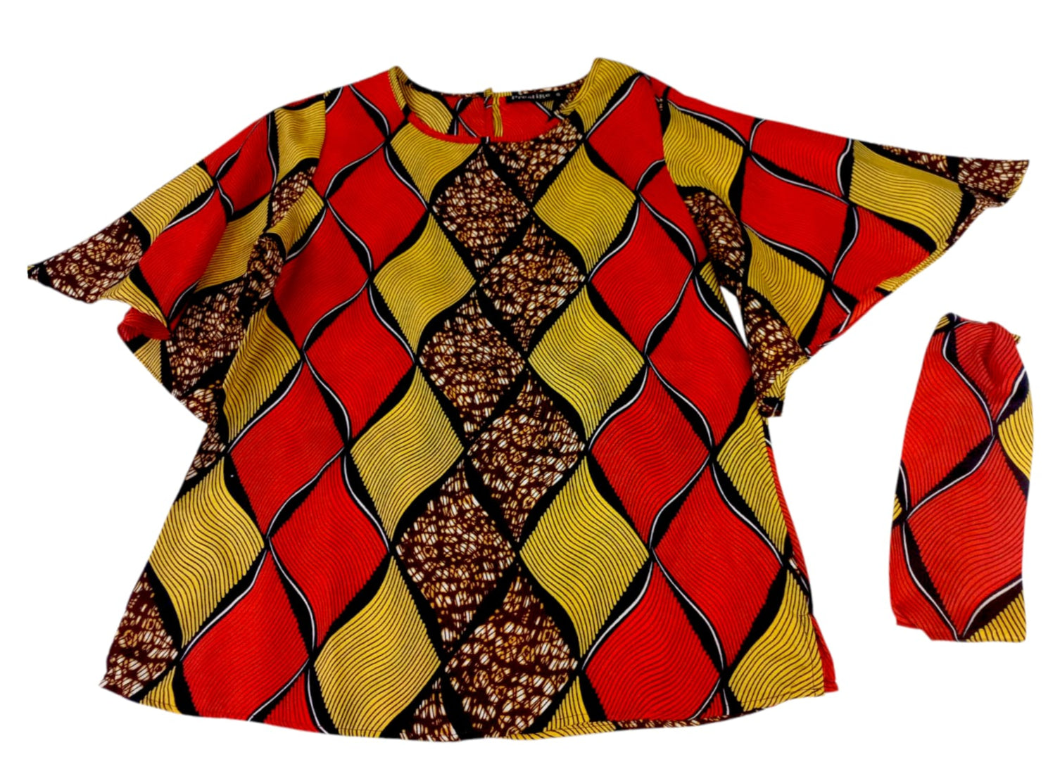 Camisa Dama Naranja-Mostaza-Chocolate (Etnia Negra)