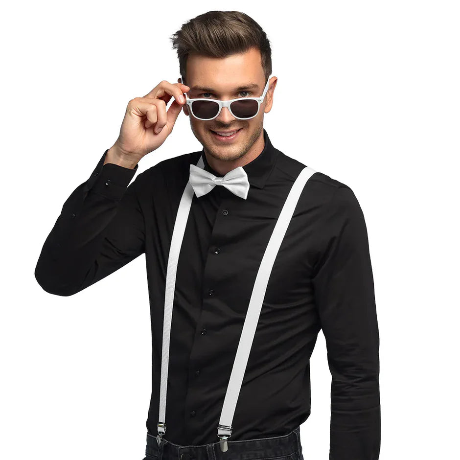 White Suspenders Accessories Set