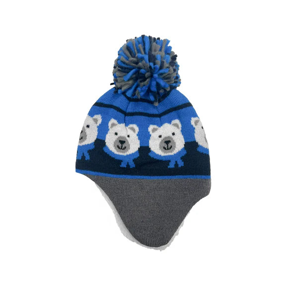 TODDLER BOYS ANIMAL FACES HELMET FURRY FLEECE LINING BLUE