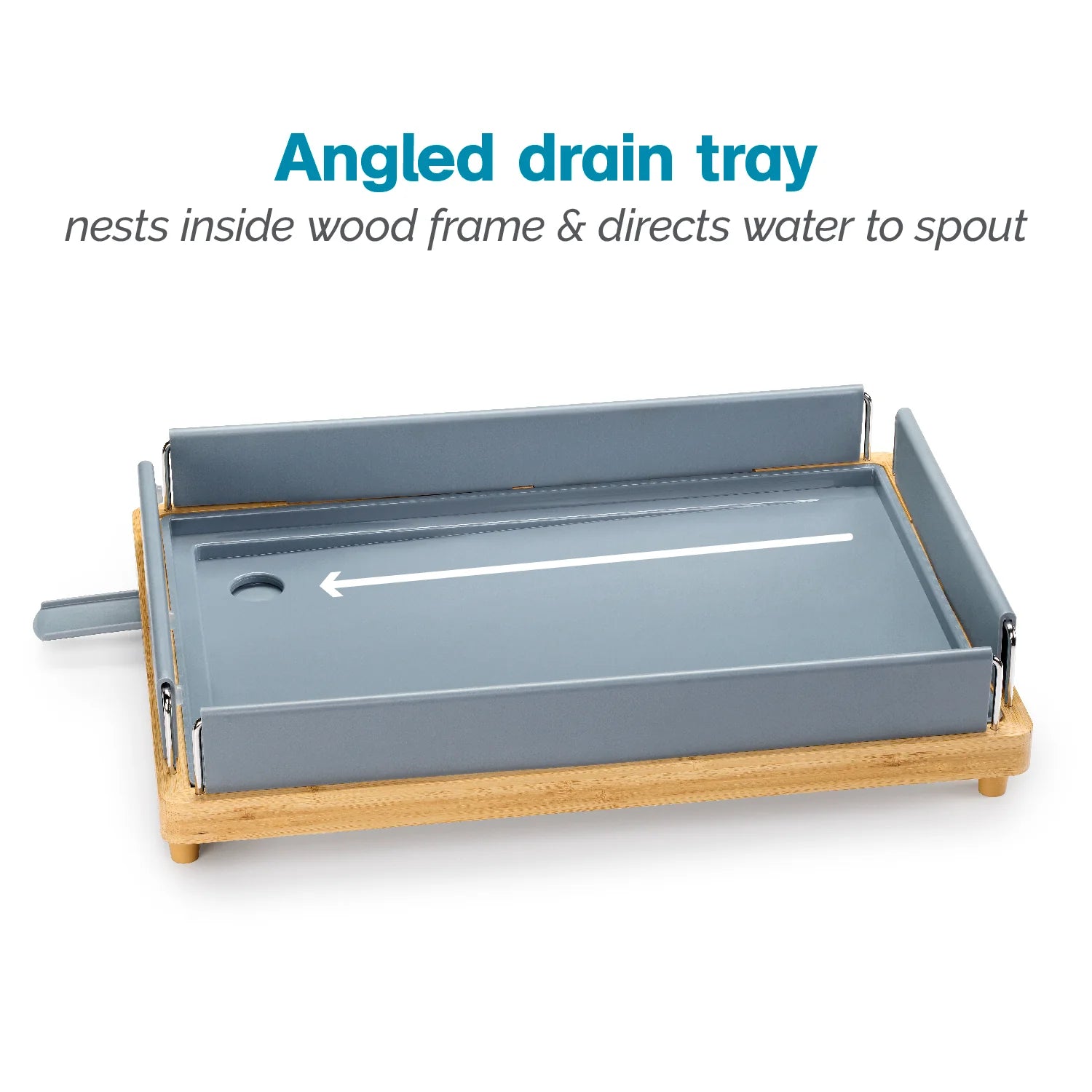 Large Capacity Bamboo Dish Rack Grey