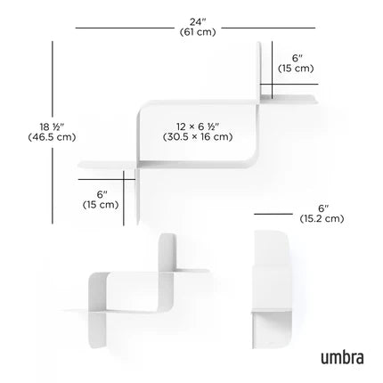 Montage Metal Wall Shelves, Set of 2 White