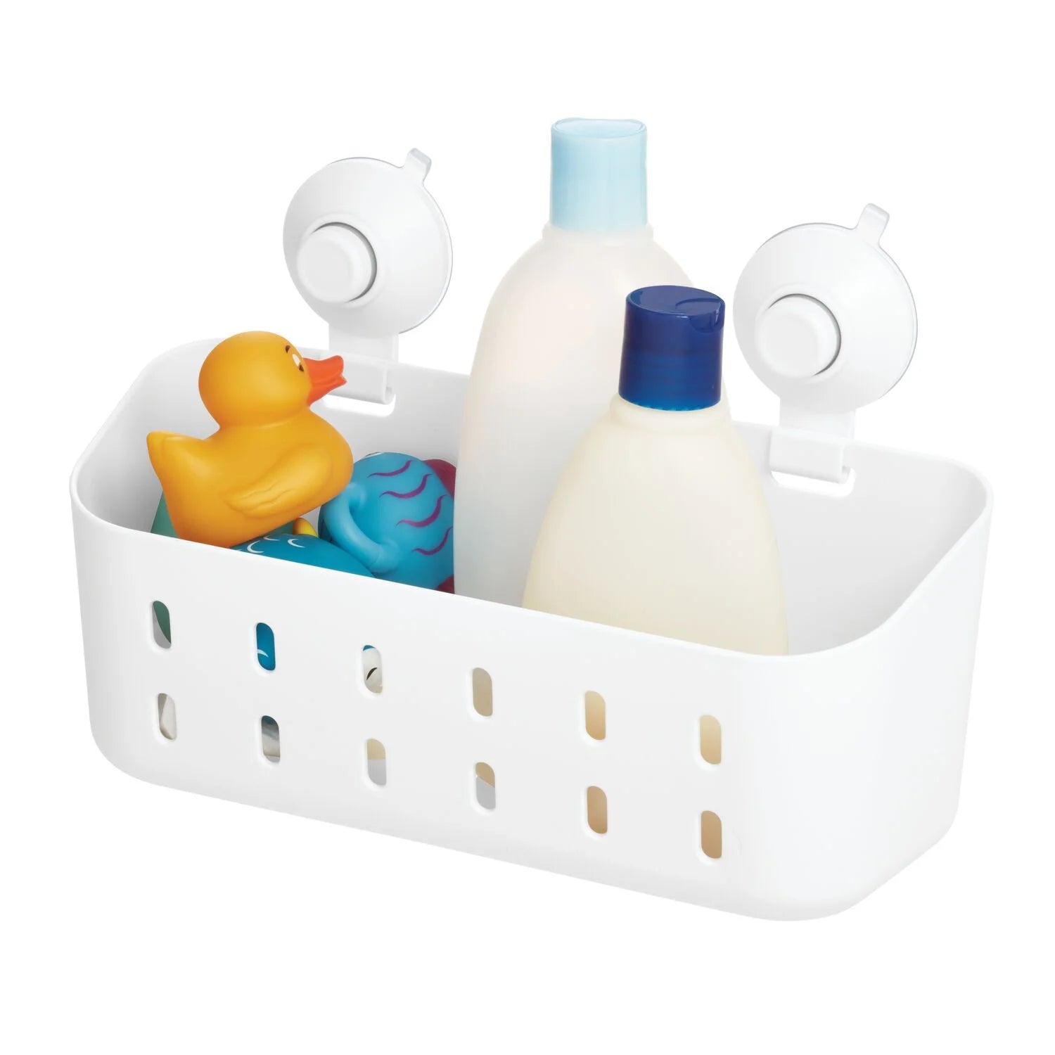 Cade Push Lock Suction Rectangle Basket White