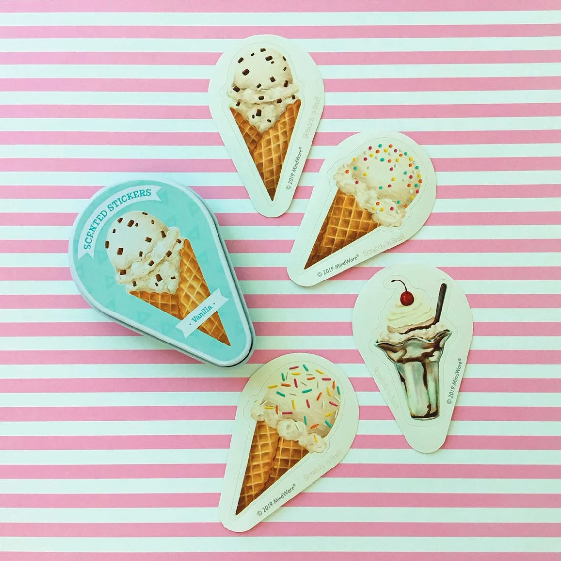 Ice Cream Scented Sticker Tin - Vanilla