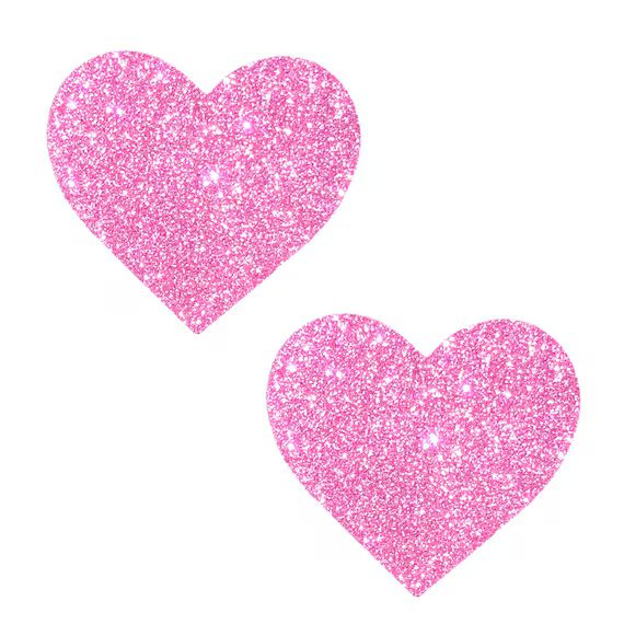 Bella Rosa Pink Gold Shimmer Heart Nipple Cover Pasties