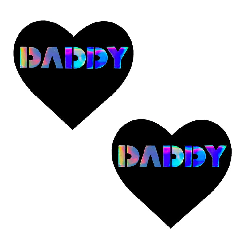 Daddy Dom Heart Holographic Nipple Cover Pasties