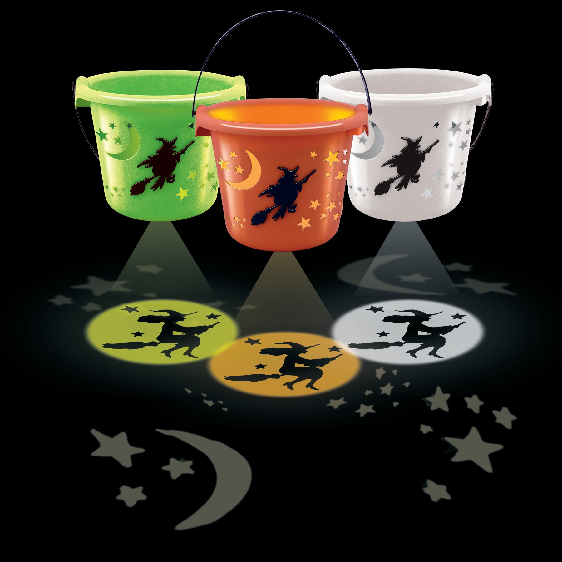 Witch Halloween LED Projection Bucket
