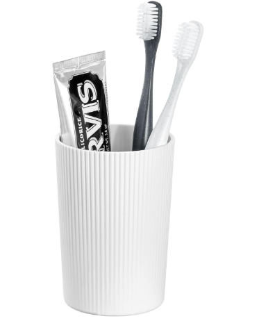 Fluted Toothbrush Holder White/Clear